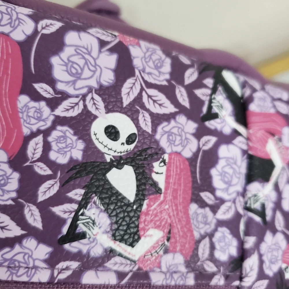 The Nightmare Before Christmas Jack And Sally Purple Rose Backpack NWT Unisex